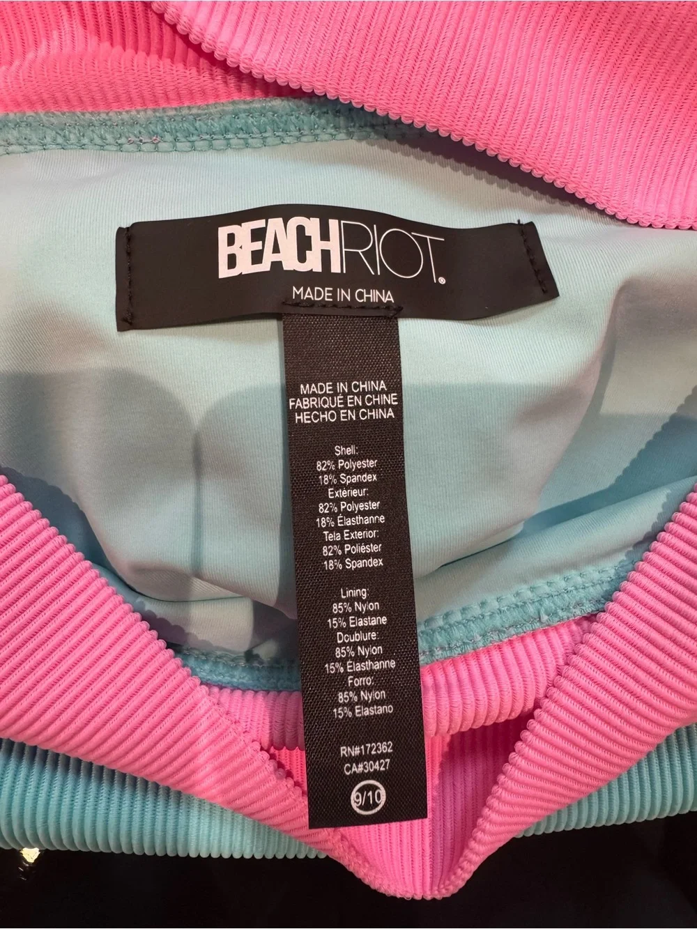 Girls’ Beach Riot Colorblock High-Waist Bikini Set - Aqua, Pink & Orange Trim